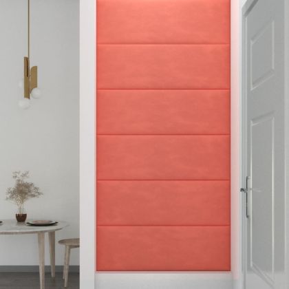 Стенни панели, 12 бр, розови, 90x30 см, кадифе, 3,24 м²