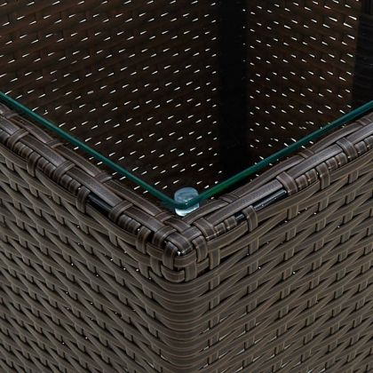 Бистро комплект с възглавници 3 части кафяв полиратан и стъкло