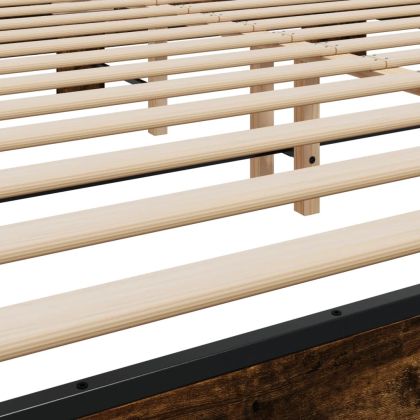 Рамка за легло, опушен дъб, 200x200 см, инженерно дърво и метал