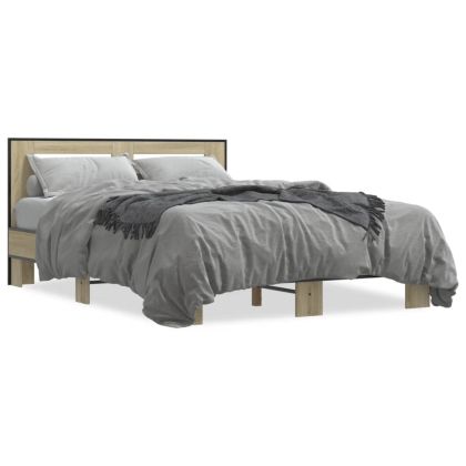 Рамка за легло, дъб сонома, 120x200 см, инженерно дърво и метал