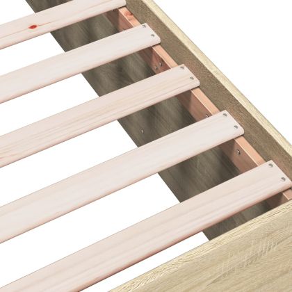 Рамка за легло, дъб сонома, 75x190 см, масивно дърво