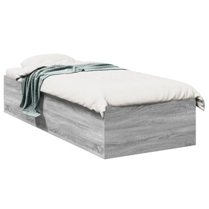 Рамка за легло, сив сонома, 90x200 см, инженерно дърво