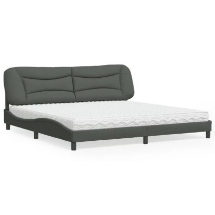 Легло с матрак, тъмносиво, 200x200 см, плат