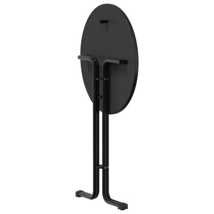 Трапезна маса, черна, Ø80x110 см, инженерно дърво и стомана