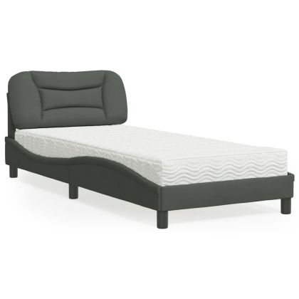 Легло с матрак, тъмносив, 80x200 см, плат