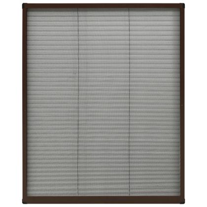 Алуминиев плисе комарник за прозорци, кафяв, 60x80 см