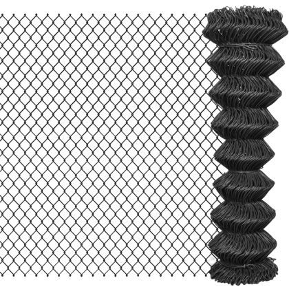 Плетена оградна мрежа, стомана, 25x1,5 м, сива