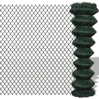 Плетена оградна мрежа, стомана, 1,25x25 м, зелена