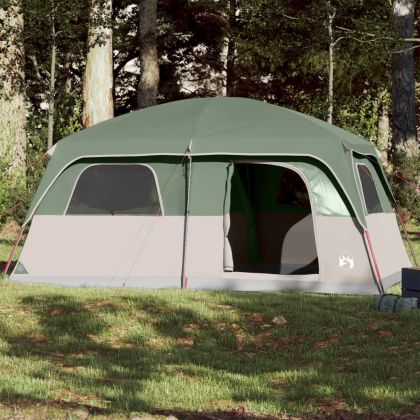 Семейна палатка кабина, 10-местна, зелена, водоустойчива