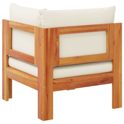 Градински ъглов диван с възглавници, акация масив