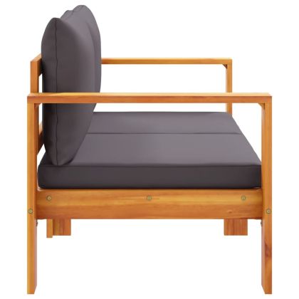 Градински диван с възглавници, 2-местен, масивна акация