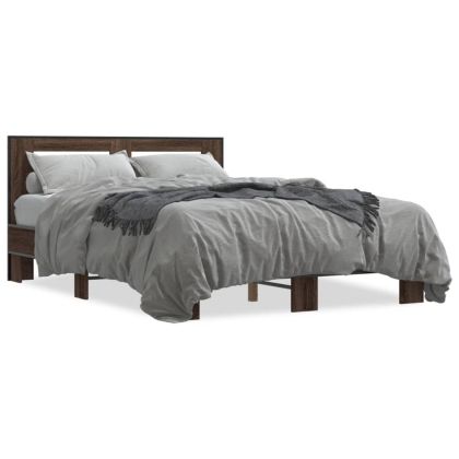 Рамка за легло, кафяв дъб, 120x190 см, инженерно дърво и метал