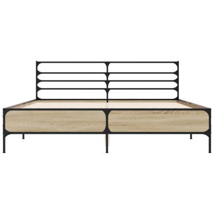 Рамка за легло, дъб сонома, 160x200 см, инженерно дърво и метал