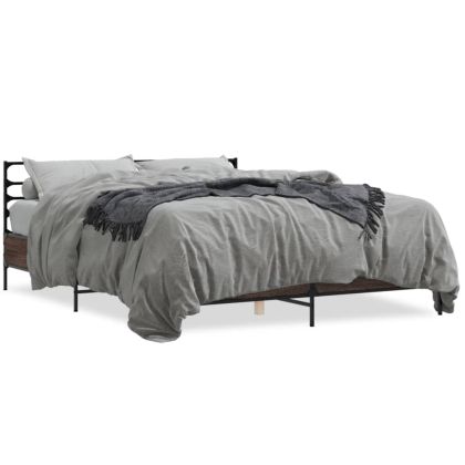 Рамка за легло, кафяв дъб, 150x200 см, инженерно дърво и метал