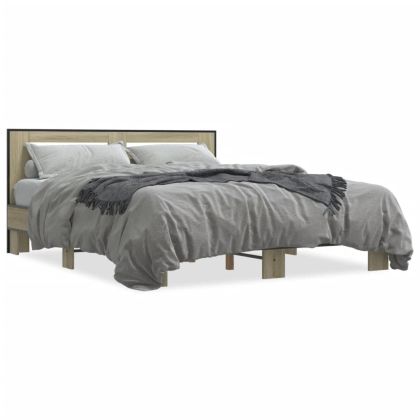 Рамка за легло, дъб сонома, 160x200 см, инженерно дърво и метал