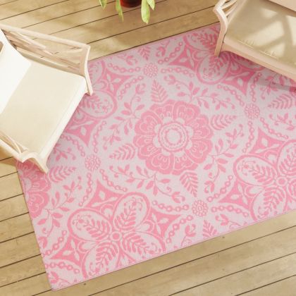 Външен килим, розов, 140x200 см, PP