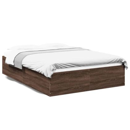 Рамка за легло, кафяв дъб, 140x190 см, инженерно дърво