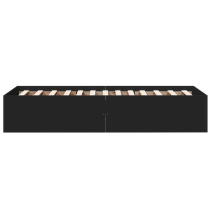 Рамка за легло, черна, 90x200 см, масивно дърво