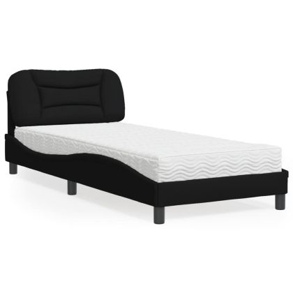 Легло с матрак, черно, 90x190 см, плат