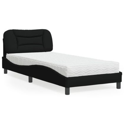 Легло с матрак, черно, 90x200 см, плат