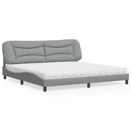 Легло с матрак, светлосиво, 200x200 см, плат