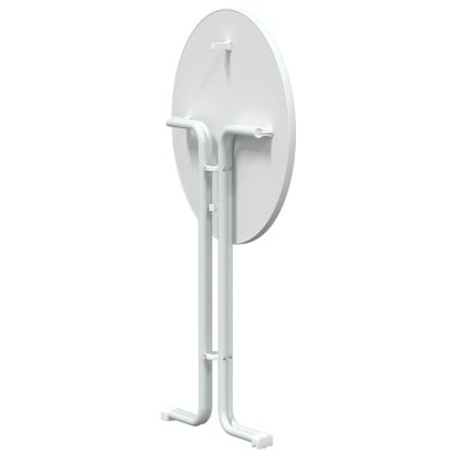 Трапезна маса, бяла, Ø80x110 см, инженерно дърво и стомана