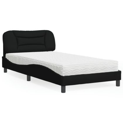 Легло с матрак, черно, 100x200 см, плат