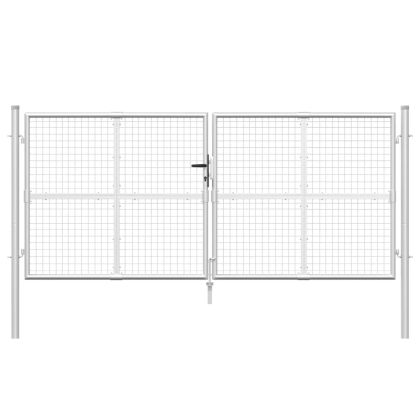 Градинска мрежеста порта, сребриста, 300x125 см, поцинкована стомана