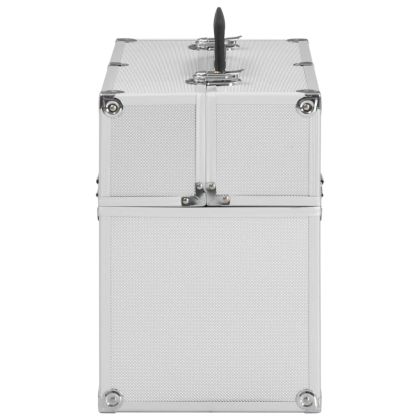 Куфар за гримове, 38x23x34 см, сребрист, алуминий