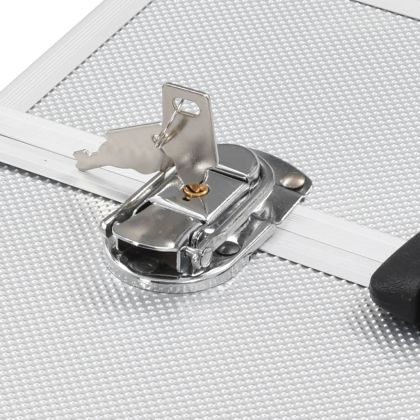 Куфар за гримове, 38x23x34 см, сребрист, алуминий