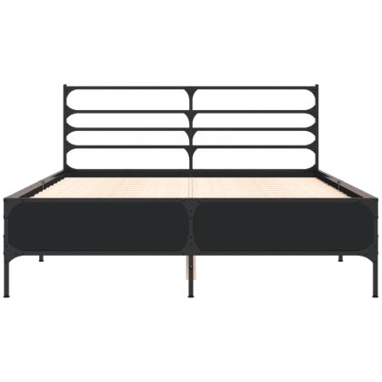 Рамка за легло, черна, 120x200 см, инженерно дърво и метал
