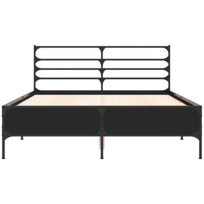 Рамка за легло, черна, 140x200 см, инженерно дърво и метал