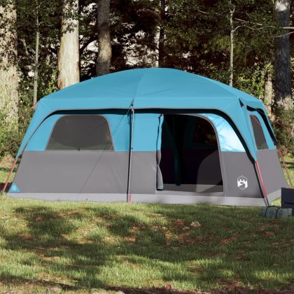 Семейна палатка кабина, 10-местна, синя, водоустойчива