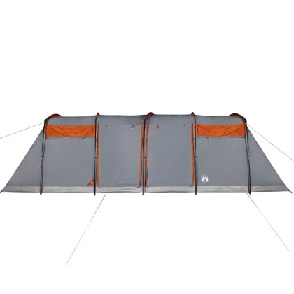 Семейна палатка тунелна 8 местна сиво-оранжева водоустойчива