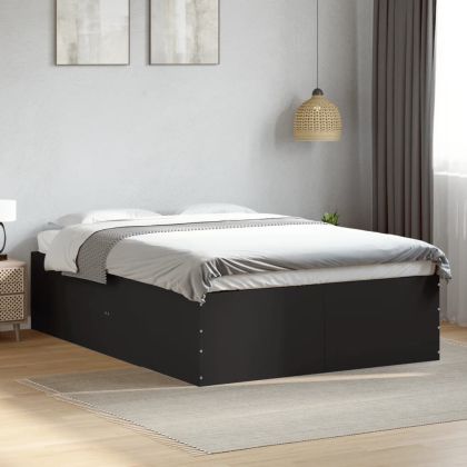 Рамка за легло, черна, 150x200 см, масивно дърво