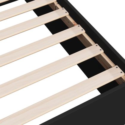 Рамка за легло, черна, 200x200 см, инженерно дърво