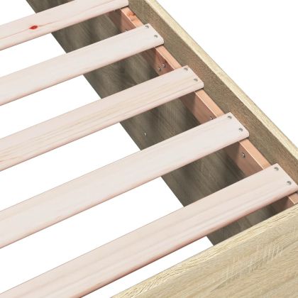 Рамка за легло, дъб сонома, 140x190 см, масивно дърво