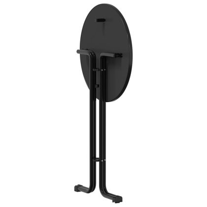 Трапезна маса, черна, Ø70x110 см, инженерно дърво и стомана