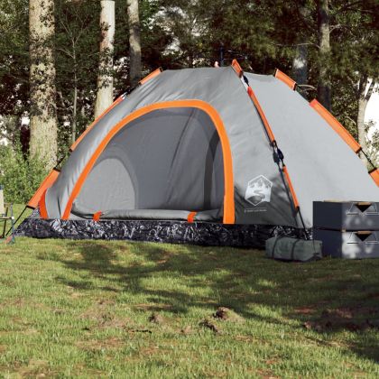 Къмпинг палатка 5 души сиво-оранжева бързо освобождаване