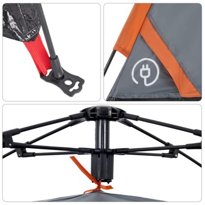 Къмпинг палатка 5 души сиво-оранжева бързо освобождаване