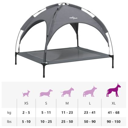 Кучешко легло със сенник, антрацит, Оксфорд плат и стомана