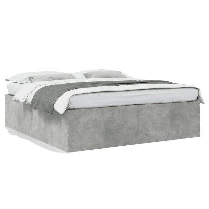 Рамка за легло, бетонно сиво, 180x200 см, инженерно дърво