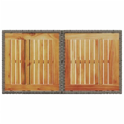 Градинска маса, сива, 100x55x73 см, полиратан и акациево дърво