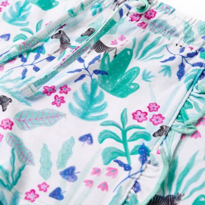 Детски къси панталони с шнур, екрю и тъмна мента, 128