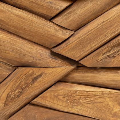 Кафе маса с ефект ерозия, тиково дърво масив, 110x35x38 cм