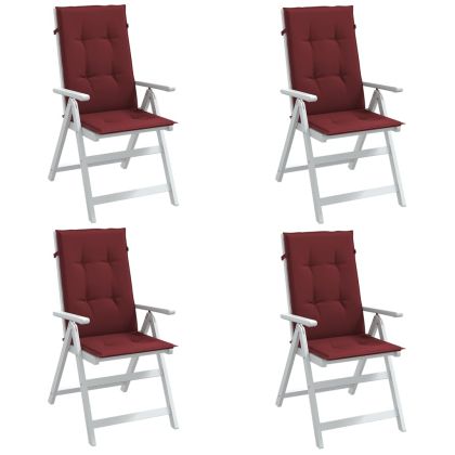 Възглавници за стол 4 бр меланж виненочервени 120x50x4 см плат