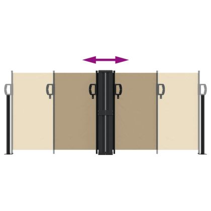 Прибираща се странична тента, бежова, 100x600 см