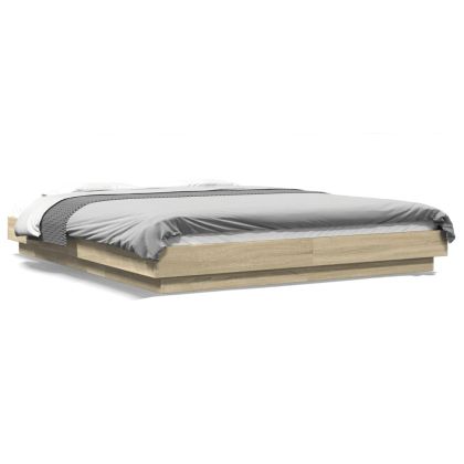 Рамка за легло с LED осветление, дъб сонома, 150x200 см