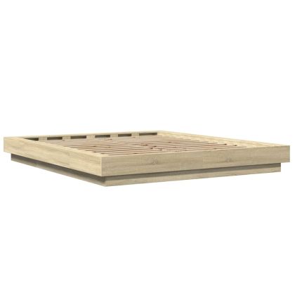 Рамка за легло с LED осветление, дъб сонома, 150x200 см