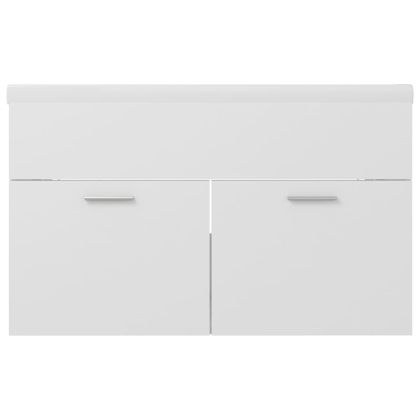 Шкаф за баня с вградена мивка, бял, инженерно дърво